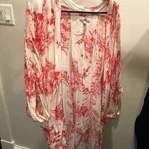 Cream and poppy kimono